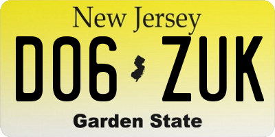 NJ license plate D06ZUK