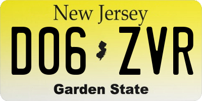 NJ license plate D06ZVR