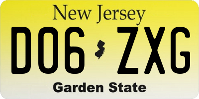 NJ license plate D06ZXG