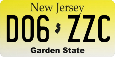 NJ license plate D06ZZC