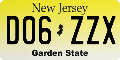 NJ license plate D06ZZX