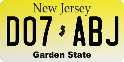 NJ license plate D07ABJ