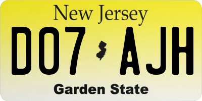 NJ license plate D07AJH