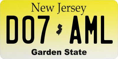 NJ license plate D07AML