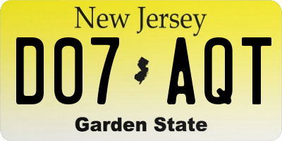 NJ license plate D07AQT