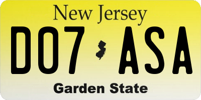 NJ license plate D07ASA