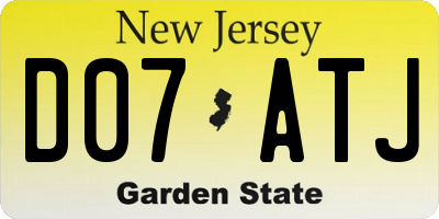 NJ license plate D07ATJ