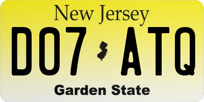 NJ license plate D07ATQ