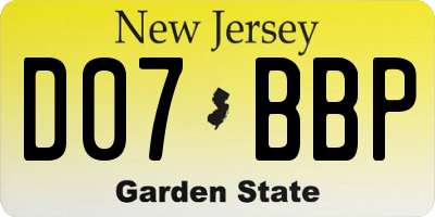 NJ license plate D07BBP