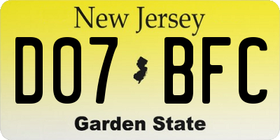 NJ license plate D07BFC