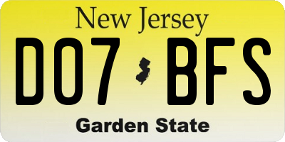 NJ license plate D07BFS
