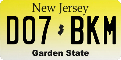NJ license plate D07BKM