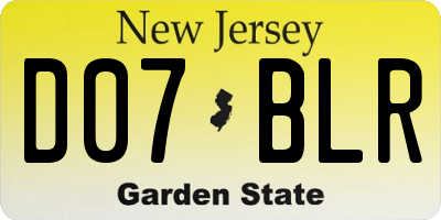 NJ license plate D07BLR