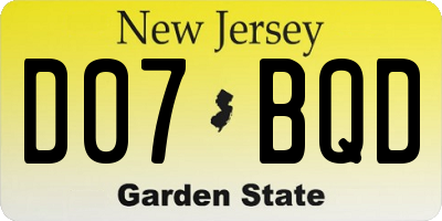 NJ license plate D07BQD