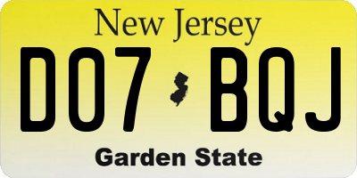 NJ license plate D07BQJ
