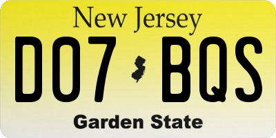 NJ license plate D07BQS