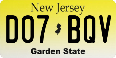 NJ license plate D07BQV