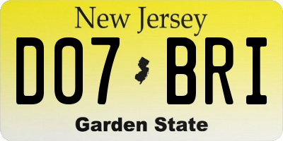 NJ license plate D07BRI