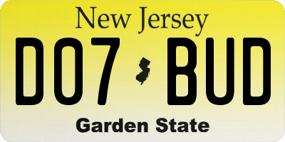 NJ license plate D07BUD