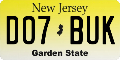 NJ license plate D07BUK