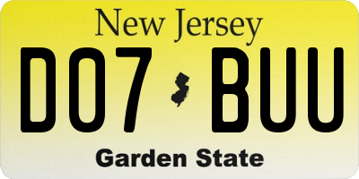 NJ license plate D07BUU