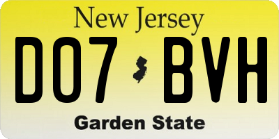 NJ license plate D07BVH