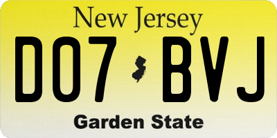 NJ license plate D07BVJ