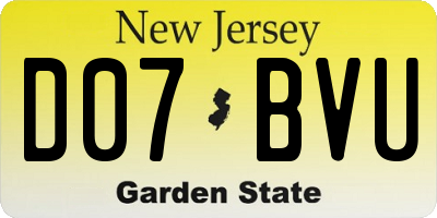 NJ license plate D07BVU