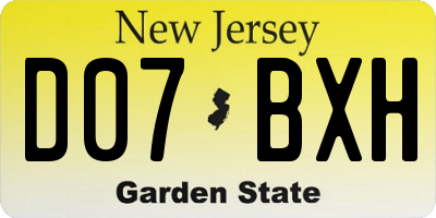 NJ license plate D07BXH