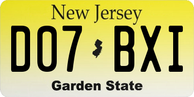 NJ license plate D07BXI