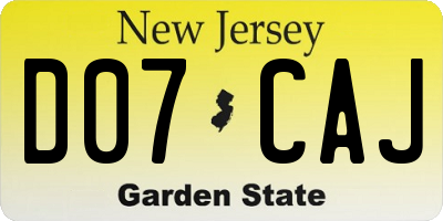 NJ license plate D07CAJ