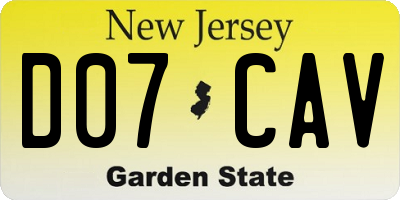 NJ license plate D07CAV
