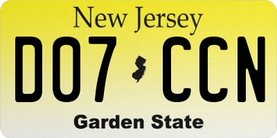 NJ license plate D07CCN