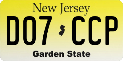 NJ license plate D07CCP