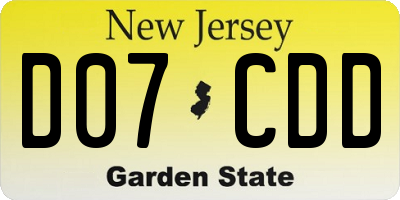 NJ license plate D07CDD