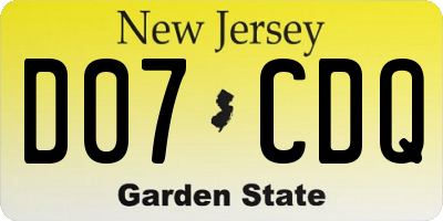 NJ license plate D07CDQ