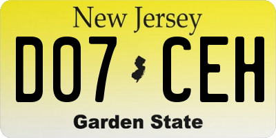 NJ license plate D07CEH