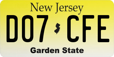 NJ license plate D07CFE