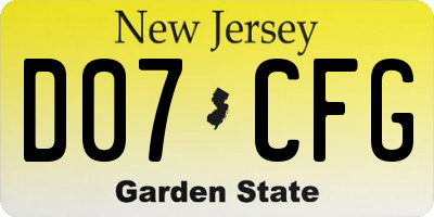 NJ license plate D07CFG