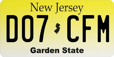 NJ license plate D07CFM