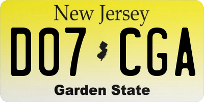 NJ license plate D07CGA