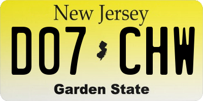 NJ license plate D07CHW