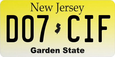 NJ license plate D07CIF
