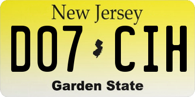 NJ license plate D07CIH