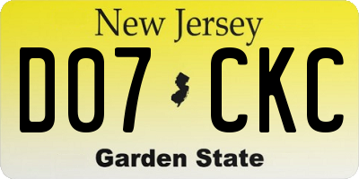 NJ license plate D07CKC