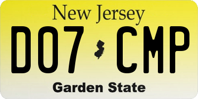 NJ license plate D07CMP