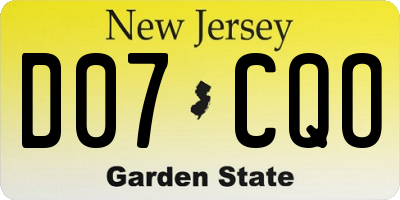 NJ license plate D07CQO