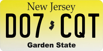 NJ license plate D07CQT