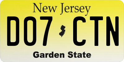 NJ license plate D07CTN