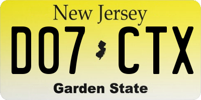 NJ license plate D07CTX